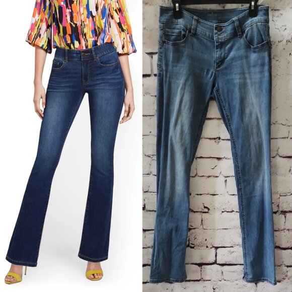 New York & Company Blue Curve Creator Bootcut Jeans Sz 4 High-Waisted Sculpting - Picture 1 of 9